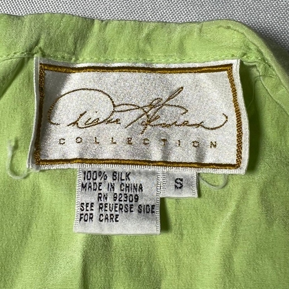 Diane Gilman Collection Vintage Lime Green 100% Silk Crinkle Shorts Womens Small - Picture 3 of 5